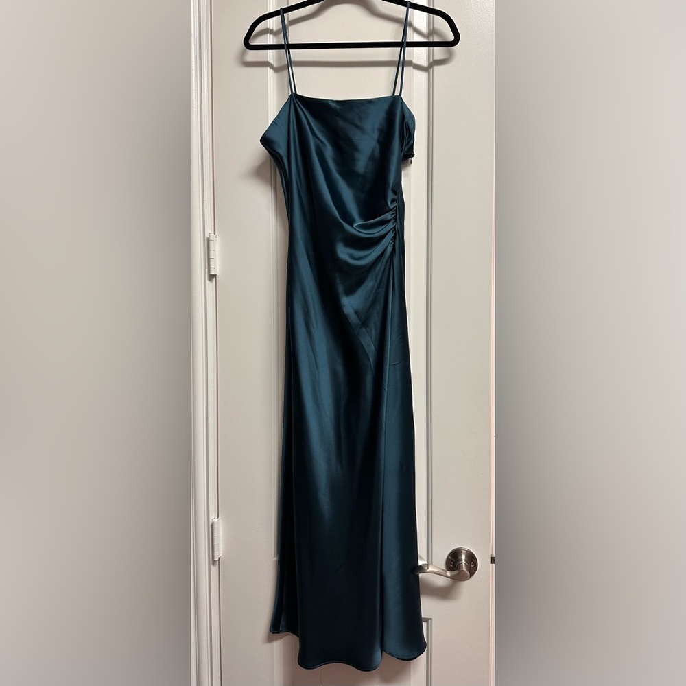 NWT Zara blue midi satin effect dress